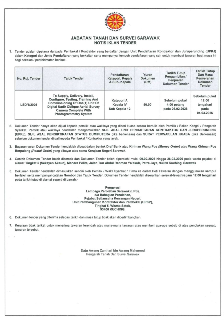 TENDER NOTICE LSD/1/2026